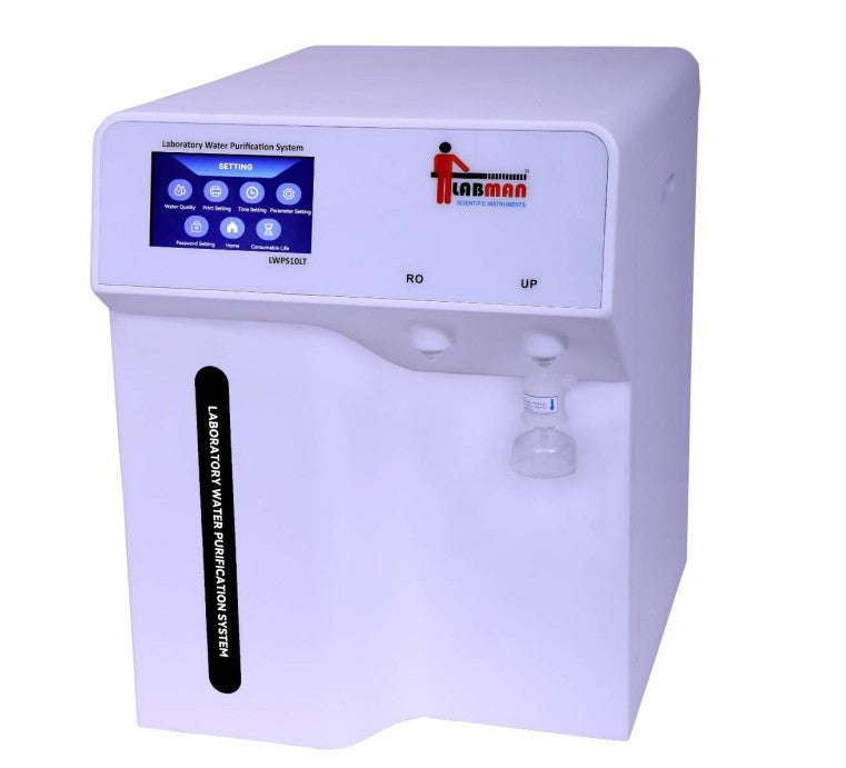 Laboratory Water Purification System – LWPS10LT (10 L/H Production | 7" Touch Screen | RO + Ultra Pure Water)