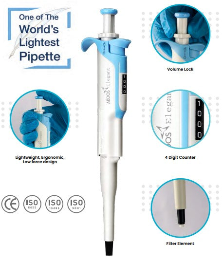 Elegant Fully Autoclavable Micropipettes – Adjustable Volume Single-Channel